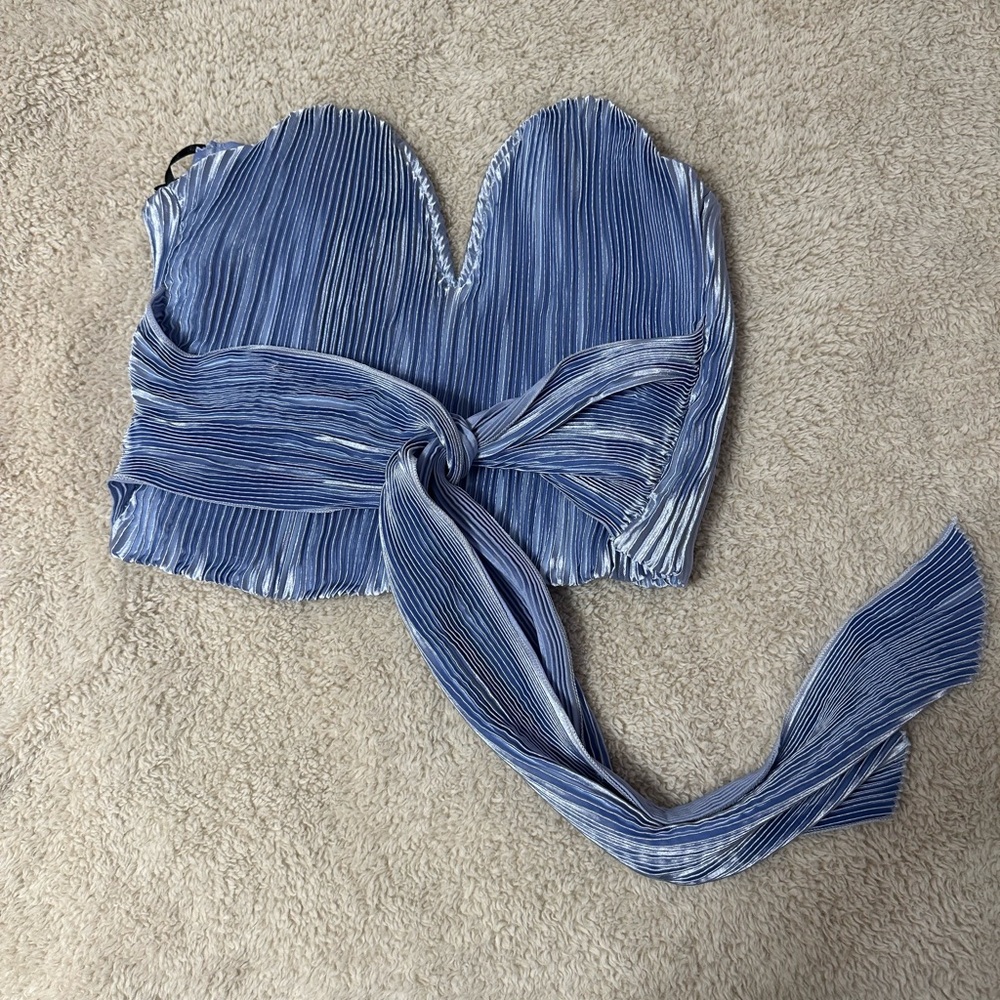 Missguided Blue Pleated Tank Top